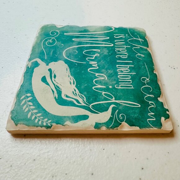 Mermaid coasters for drink Absorbent Ceramic Square coasters nautical coastal - Picture 7 of 7
